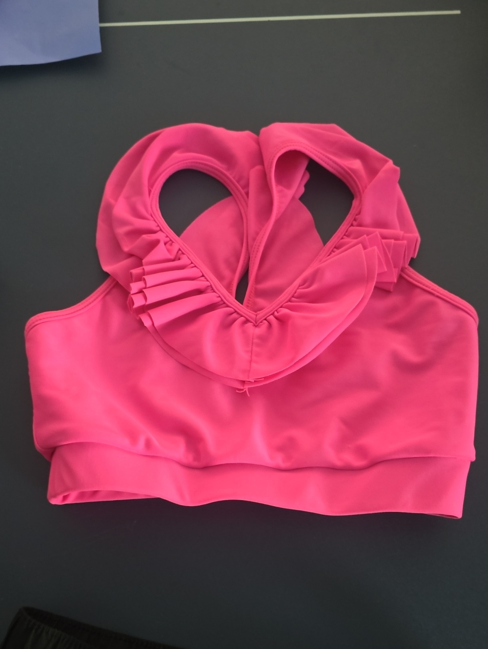 Girls' Hot Pink Ruffle-Trim Swim Top